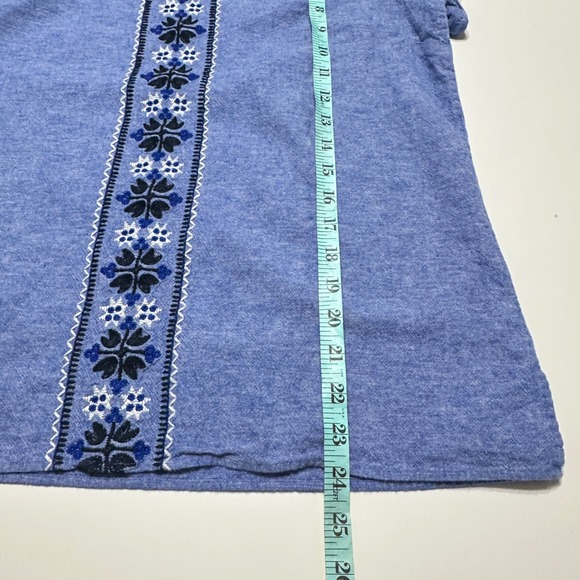 Talbots Petite Embroidered Linen Blend Top‎ Womens LP Floral Boho Resort Beach - Picture 9 of 9